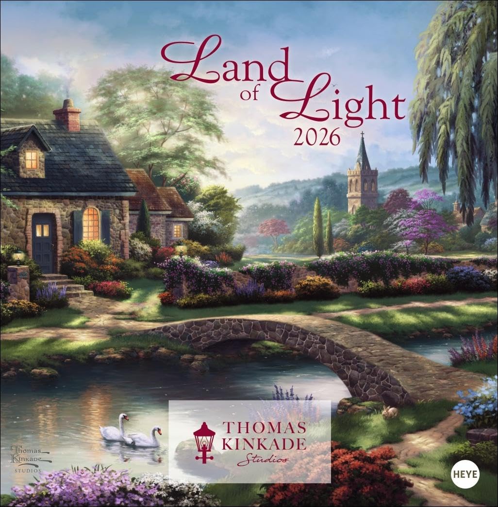 Thomas Kinkade: Land of Light Broschurkalender 2026: Kunstvoller Wandkalender mit idyllischen Gemälden. Einzigartiger Kunstkalender mit Bildern von ... . 29,5 x 30 cm, ausgeklappt 29,5 x 60 cm Film, Art & Culture