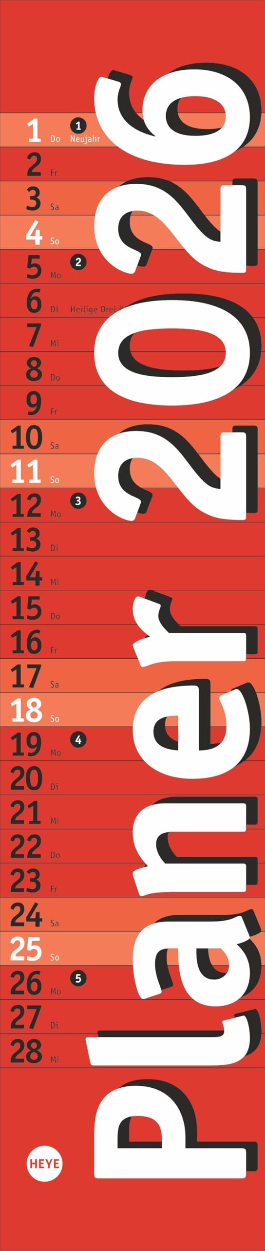 Langplaner mini, rot 2026: Praktischer Streifenkalender fürs Büro. Kleiner Wandkalender mit genug Platz für Eintragungen. Terminkalender 2026. 7 x 33 cm (Bürokalender Heye) Business, Finance & Career