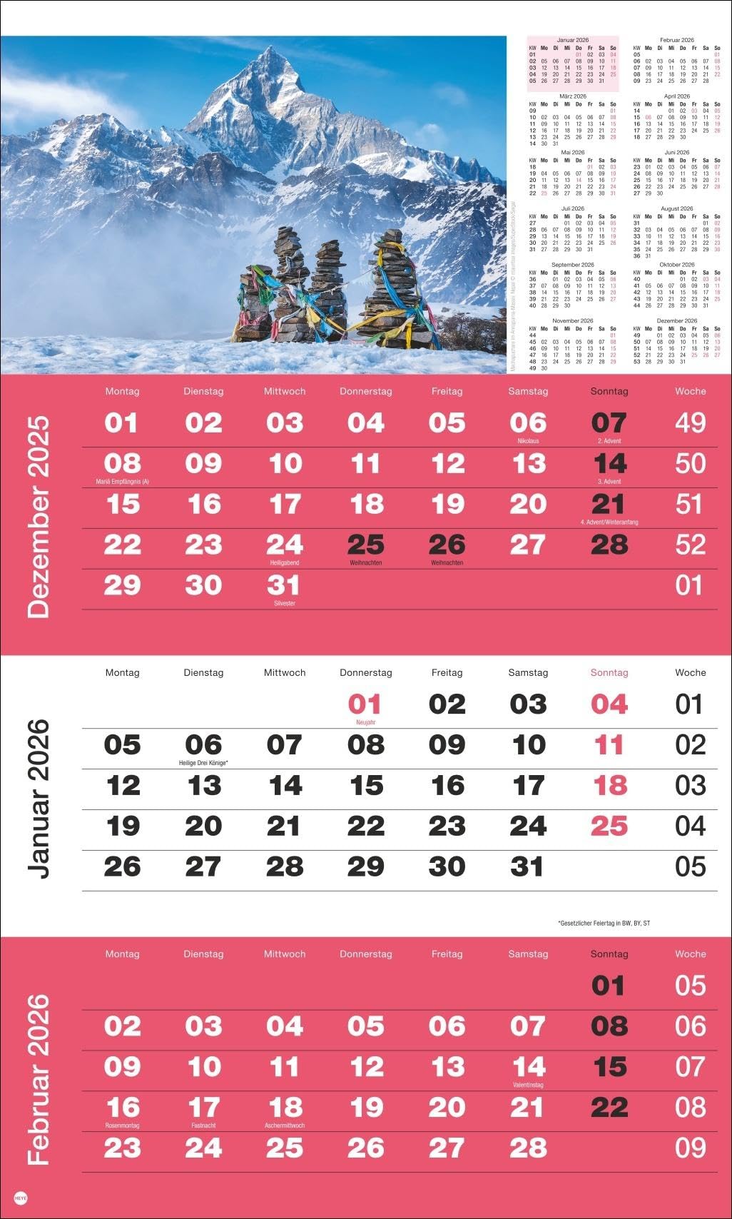 3-Monatsplaner Foto Traumziele 2026: Praktischer Monatsplaner mit Datumsschieber. Büro-Kalender mit Fotos von traumhaften Reisezielen. Wandkalender 2026 fürs Büro. (Bürokalender Heye) Business, Finance & Career