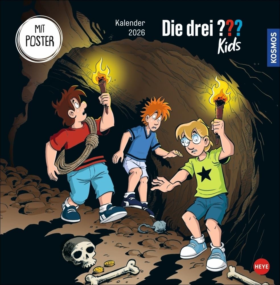 Die drei ??? Kids Broschurkalender 2026: Ein Jahr voller Abenteuer mit den Junior-Detektiven Justus, Peter und Bob. Wandkalender 2026 zum Eintragen ... (Kino-Entertainment Kalender Heye) Film, Art & Culture
