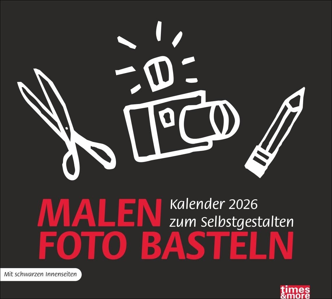 times&more Bastelkalender schwarz 2026: times&more Kalender. Kalender selber basteln und mit eigenen Fotos füllen. Der Blanko-Kalender 2026 für Ihre ... Gestaltung. (Foto-/Bastelkalender Heye) Lifestyle