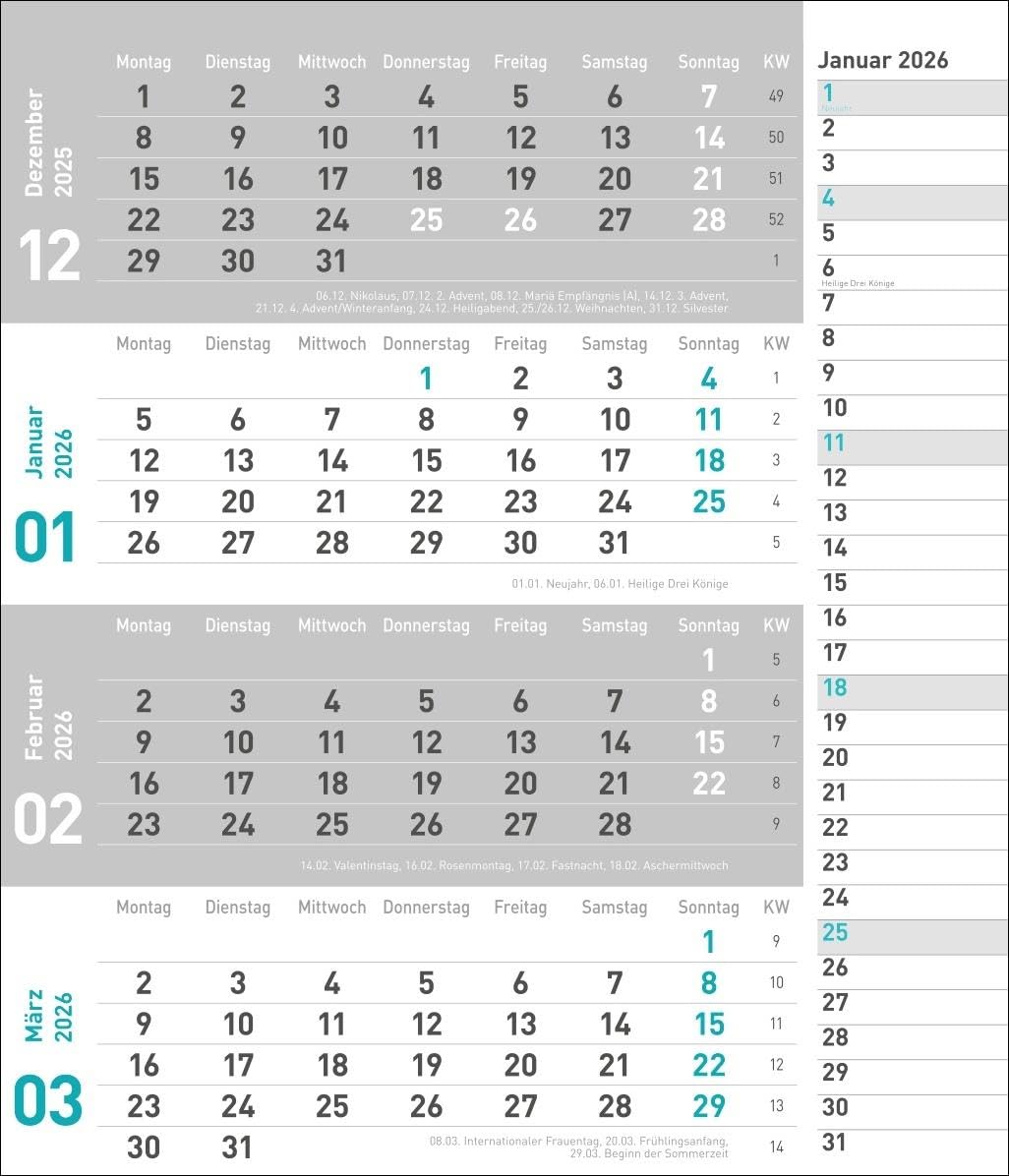 times&more 4-Monatsplaner, türkis 2026: times&more - Praktischer Wandplaner mit Datumsschieber. Büro-Kalender mit Notizspalte und Jahresübersicht. ... Büro. 30 x 35 cm. (times&more Kalender Heye) Business, Finance & Career