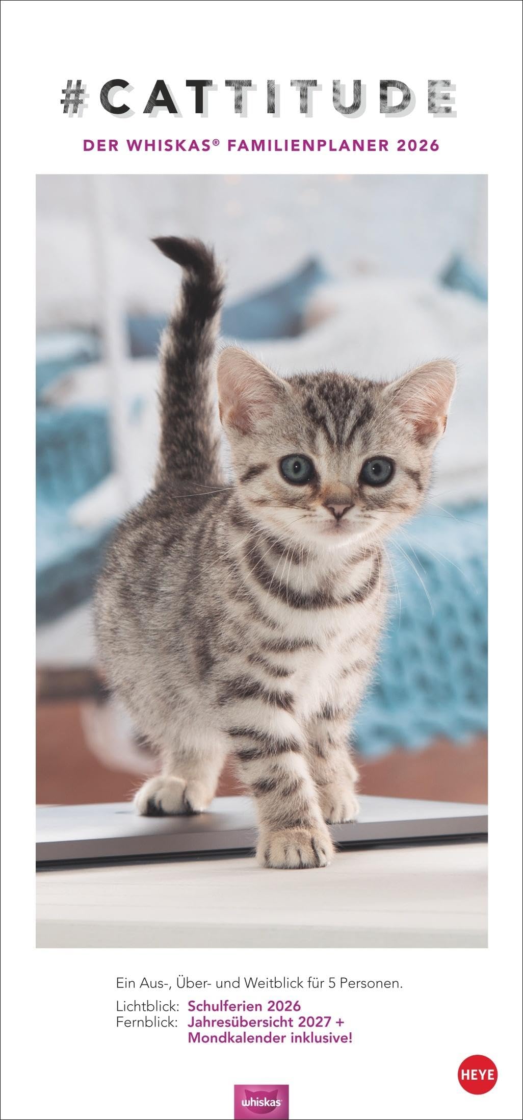 Whiskas Familienplaner 2026: Praktischer Kalender für Familien mit Katzenfotos zum Dahinschmelzen. Terminkalender für die Wand mit 5 Spalten und viel ... Familienkalender (Familienplaner Heye) Pets