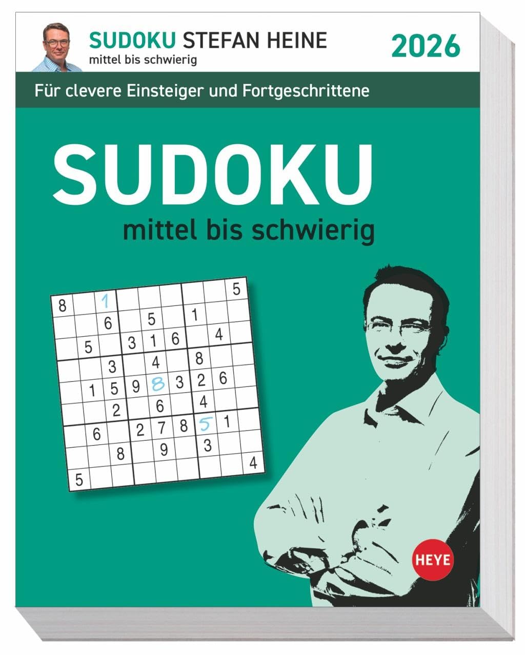 Stefan Heine Sudoku mittel bis schwierig Tagesabreißkalender 2026: Knifflige Rätsel für Geübte mit Lösung. Tischkalender mit Denksport für jeden Tag. ... mittel bis schwer (Tagesabreißkalender Heye) Leisure & Fun