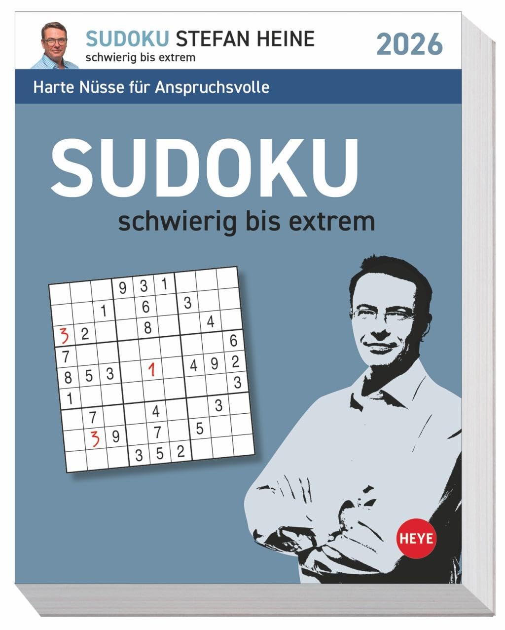 Stefan Heine Sudoku schwierig bis extrem Tagesabreißkalender 2026: Knifflige Zahlenrätsel für Geübte mit Lösung. Tischkalender mit Denksport für jeden ... mit Anspruch (Tagesabreißkalender Heye) Leisure & Fun
