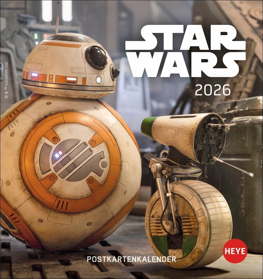 Star Wars Postkartenkalender 2026: Die besten Filmbilder aus den Star Wars Filmen im Postkartenformat. Kleiner Kalender zum Aufstellen oder Aufhängen. Tischkalender 2026. (Postkartenkalender Heye) Contemporary literature