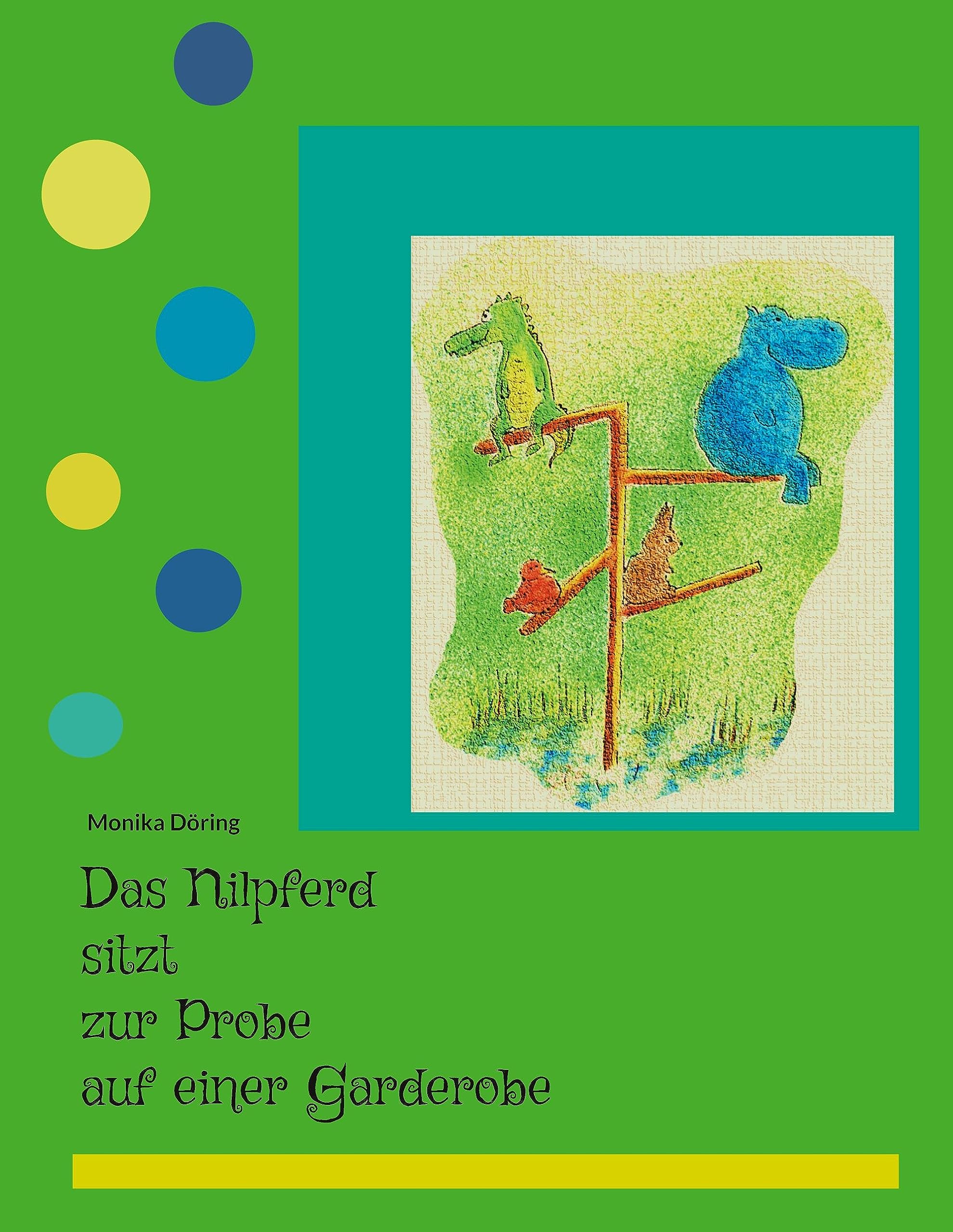 Das Nilpferd sitzt zur Probe auf einer Garderobe book