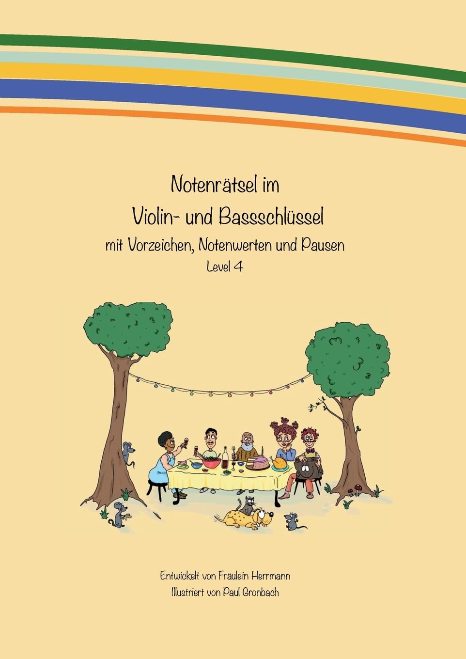 Notenrätsel im Violin- und Bassschlüssel: mit Vorzeichen, Notenwerten und Pausen - Level 4 Arts & Music