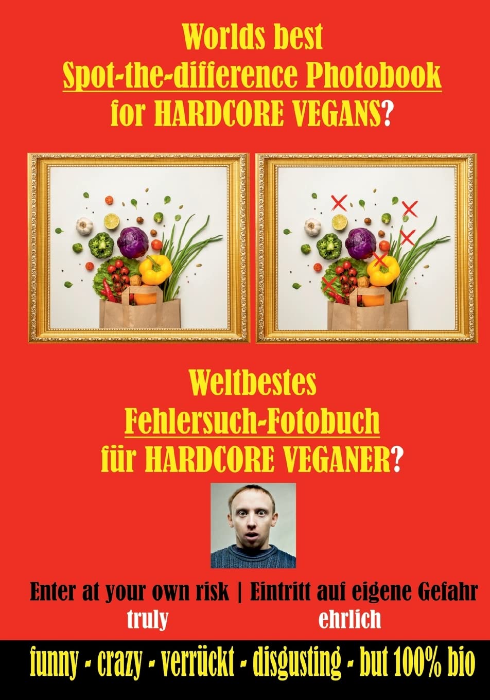 Weltbestes Fehlersuch-Fotobuch für HARDCORE VEGANER? Humour & Satire