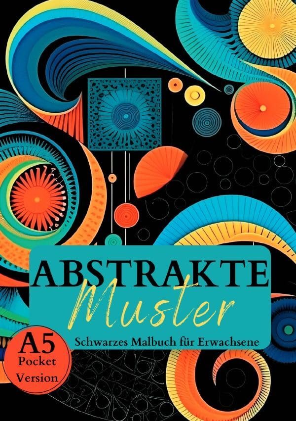 Black Midnight / Schwarzes Malbuch für Erwachsene „Abstrakte Muster“.: Abstrakte Muster & Formen mit schwarzem Hintergrund. Ausmalbuch schwarzes Papier A5- Pocketversion. Manga