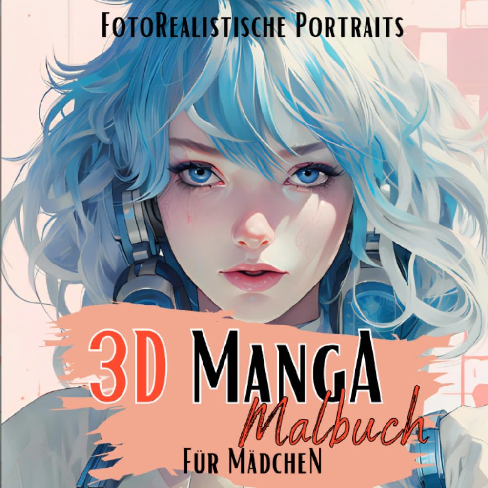3D Manga Malbuch für Mädchen: Das Manga Portrait Malbuch mit fotorealistischen Vorlagen. Mit wunderschönen Anime Frauen. (Manga Nation) Manga
