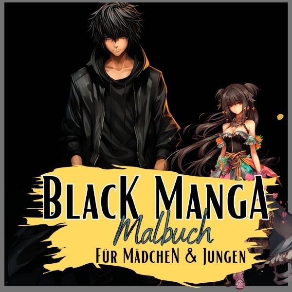 Manga Nation / Black Manga Malbuch.: Schwarzes Manga Malbuch für Mädchen & Jungen. Sehr coole Motive auf schwarzem Hintergrund. Unterschiedliche Anime Charaktere- Hochwertig und individuell. Manga