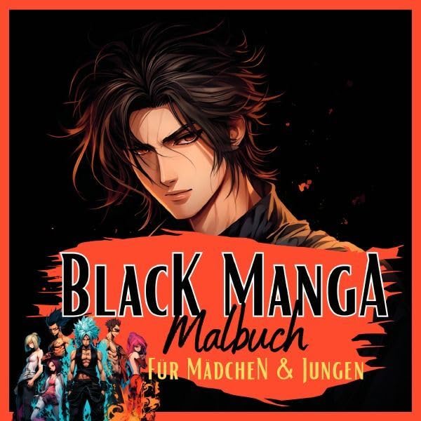 Manga Nation / Black Manga Malbuch.: Für Mädchen & Jungen. Sehr cooles Schwarzes Mangamalbuch mit unterschiedlichen Anime Motiven auf schwarzem Hintergrund. Manga