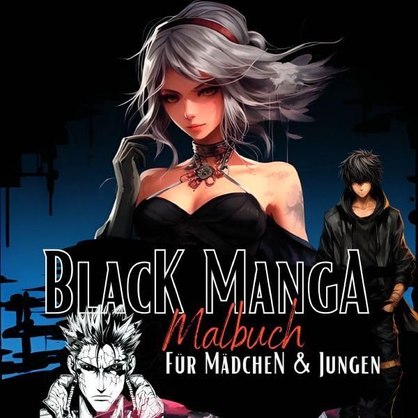 Manga Nation / Black Manga Malbuch.: Cooles Schwarzes Mangamalbuch für Jungen & Mädchen. Tolle Anime Figuren auf schwarzem Hintergrund. Manga