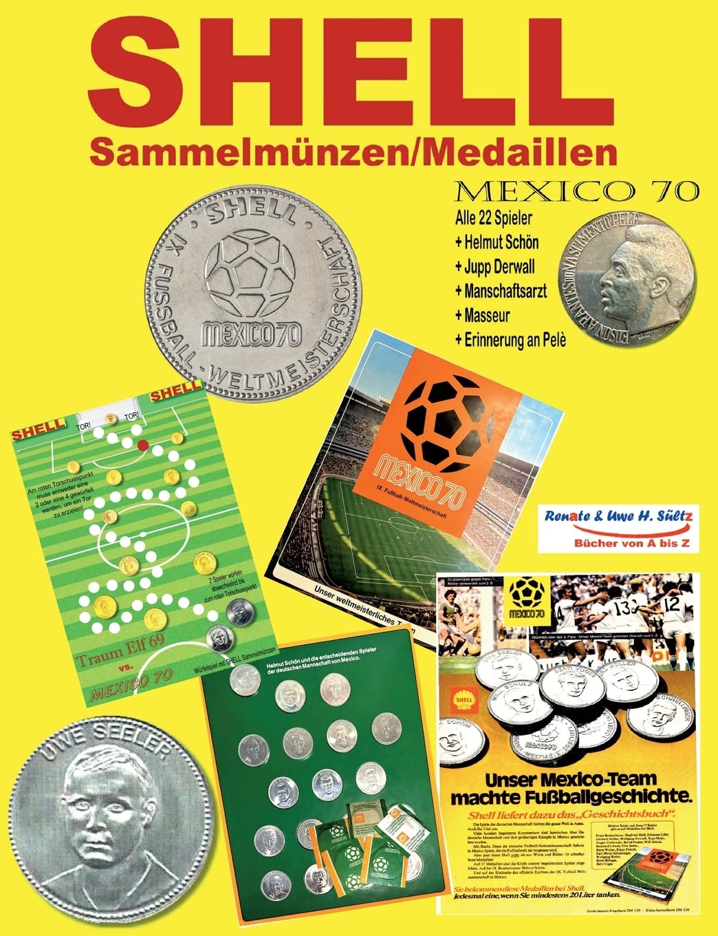 SHELL Sammel-Münzen/Medaillen MEXICO 70: Alle 22 Spieler + JUPP DERWALL + Erinnerung an Pelè Hobbies & Crafts
