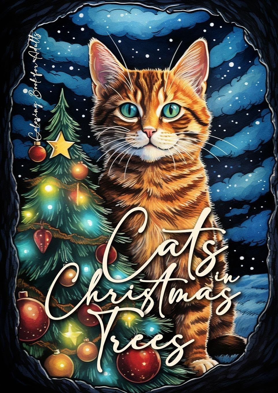 Cats in Christmas Trees Coloring Book for Adults Manga