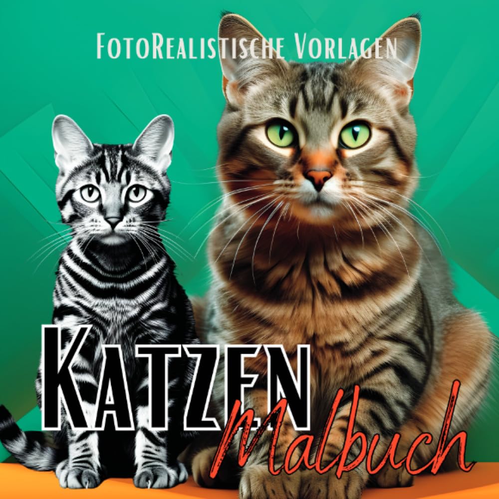Malbuch Katze „Fotorealistisch“.: Katzen Malbuch mit wunderschönen Vorlagen auf weißen & schwarzen Hintergründen. Katzenmalbuch. Schwarzes Malbuch.: ... Schwarzes Malbuch. (Black Midnight- Animals) Film, Art & Culture