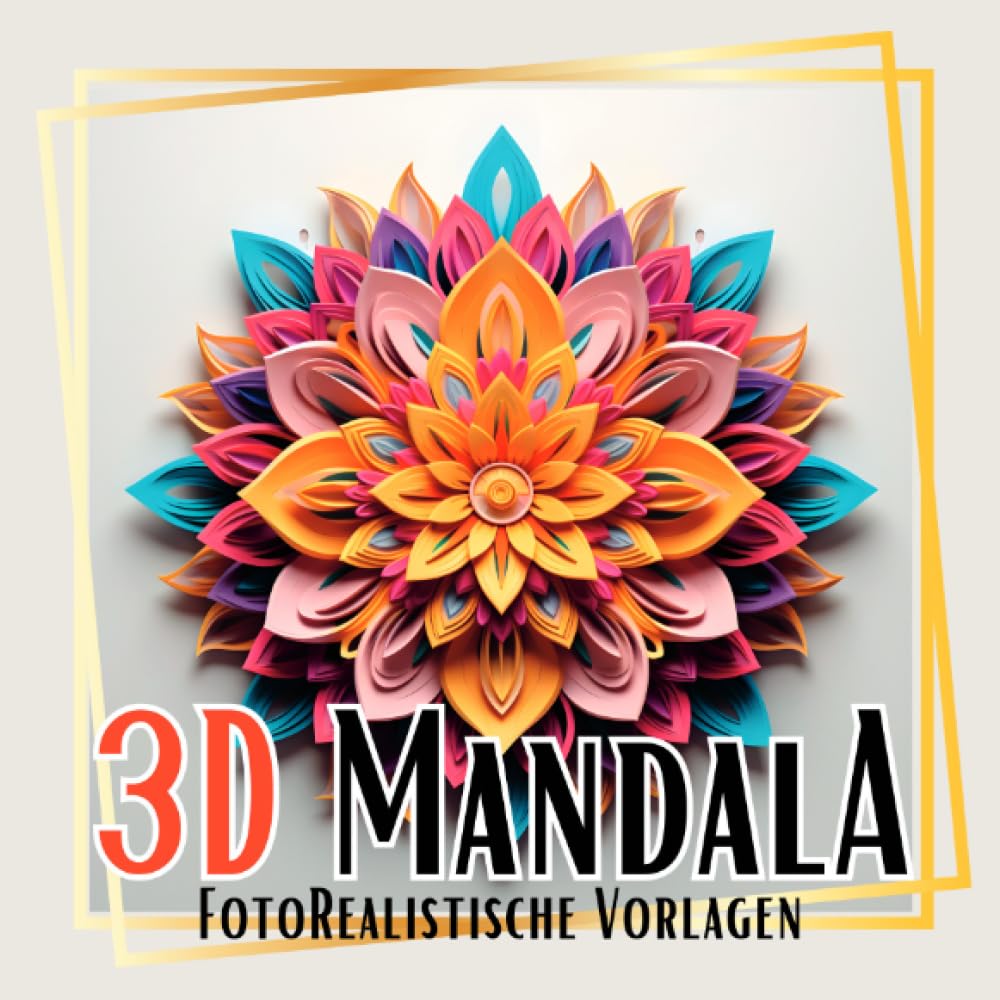 3D Mandala Malbuch „Black & White“: Wunderschöne 3D Mandalas auf weißen und schwarzen Hintergründen. 3D Malbuch Mandala. (Black Midnight- Mandala) Manga