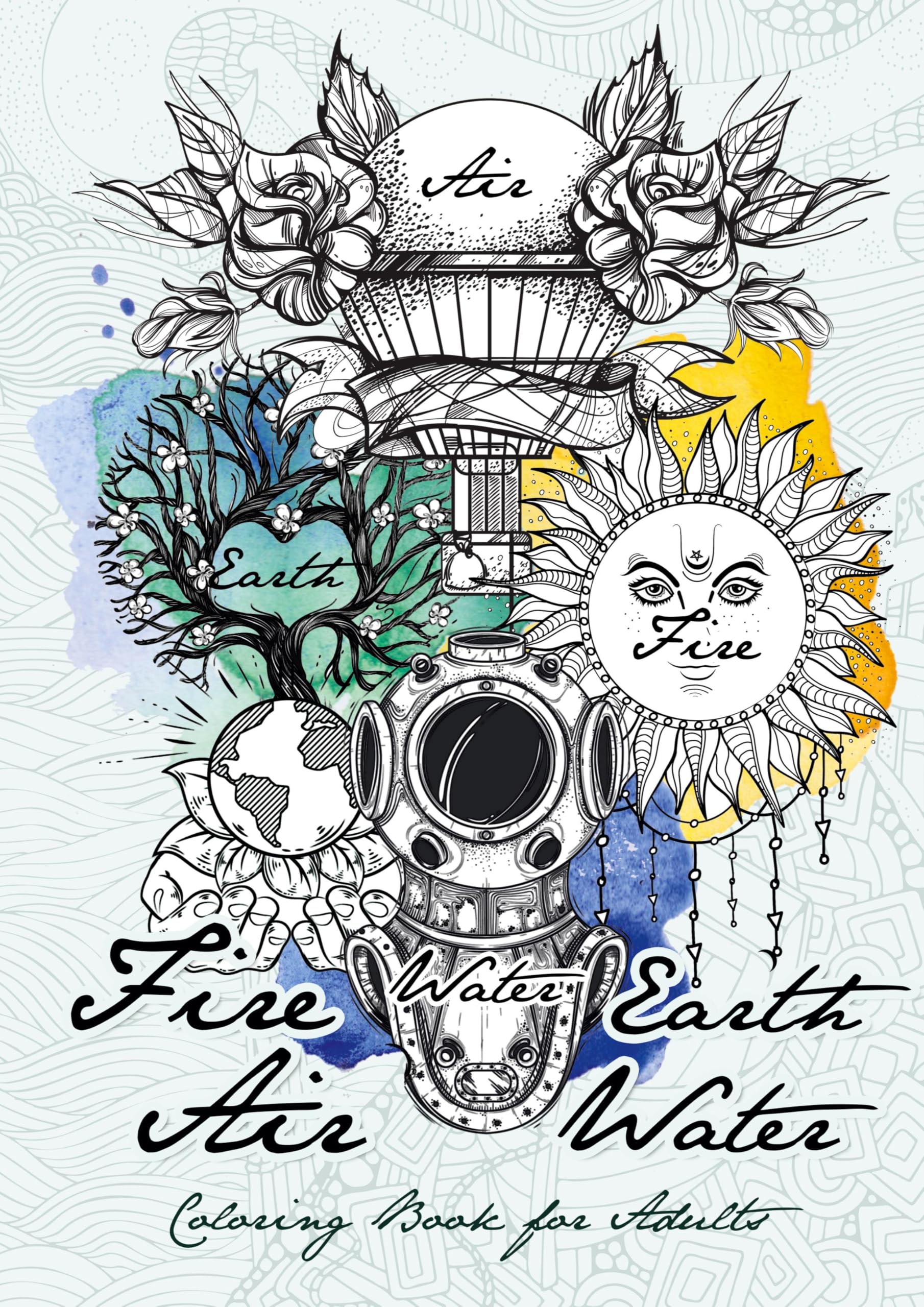 Fire Earth Air Water Coloring Book for Adults Hobbies & Crafts