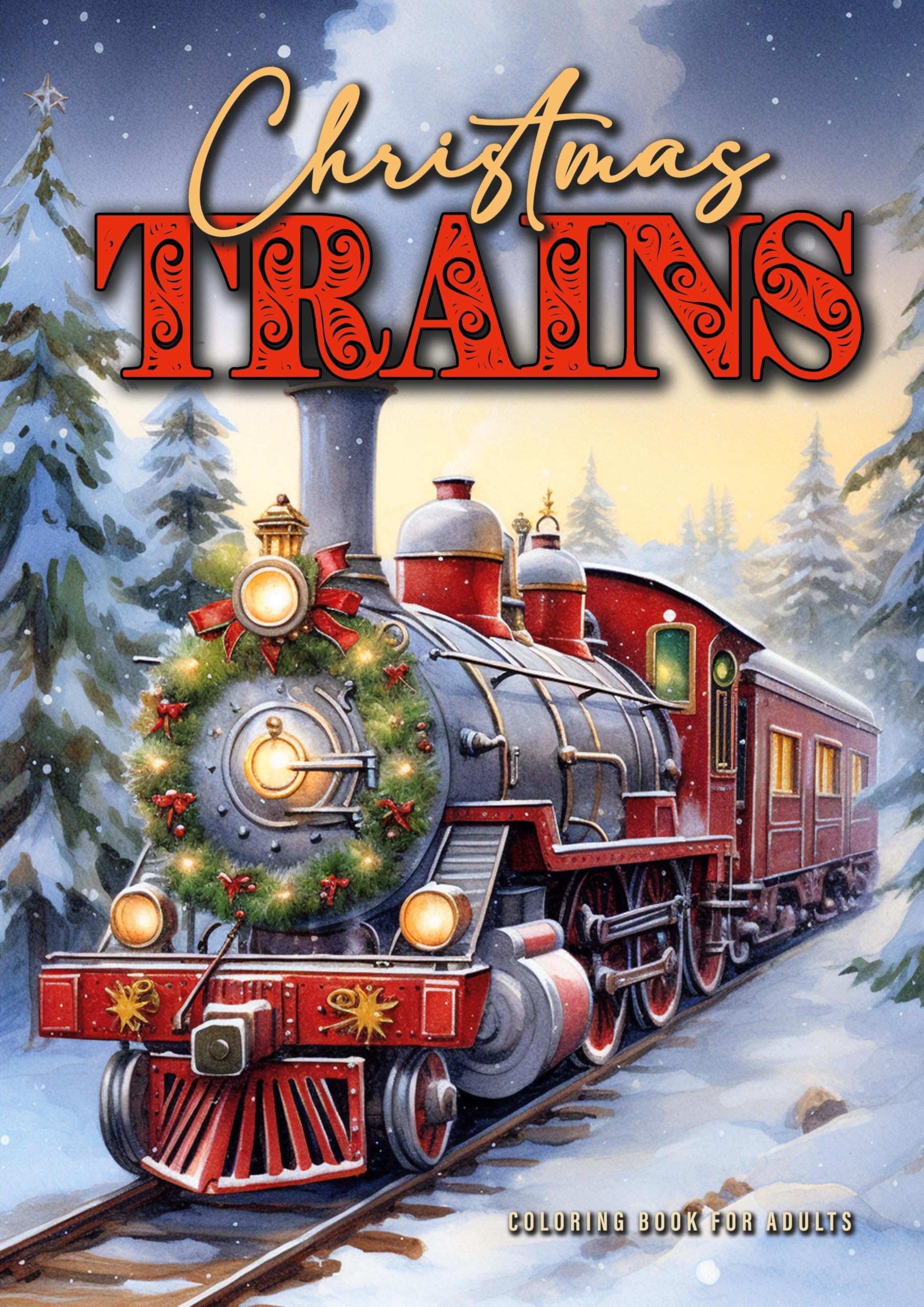 Christmas Trains Coloring Book for Adults Hobbies & Crafts