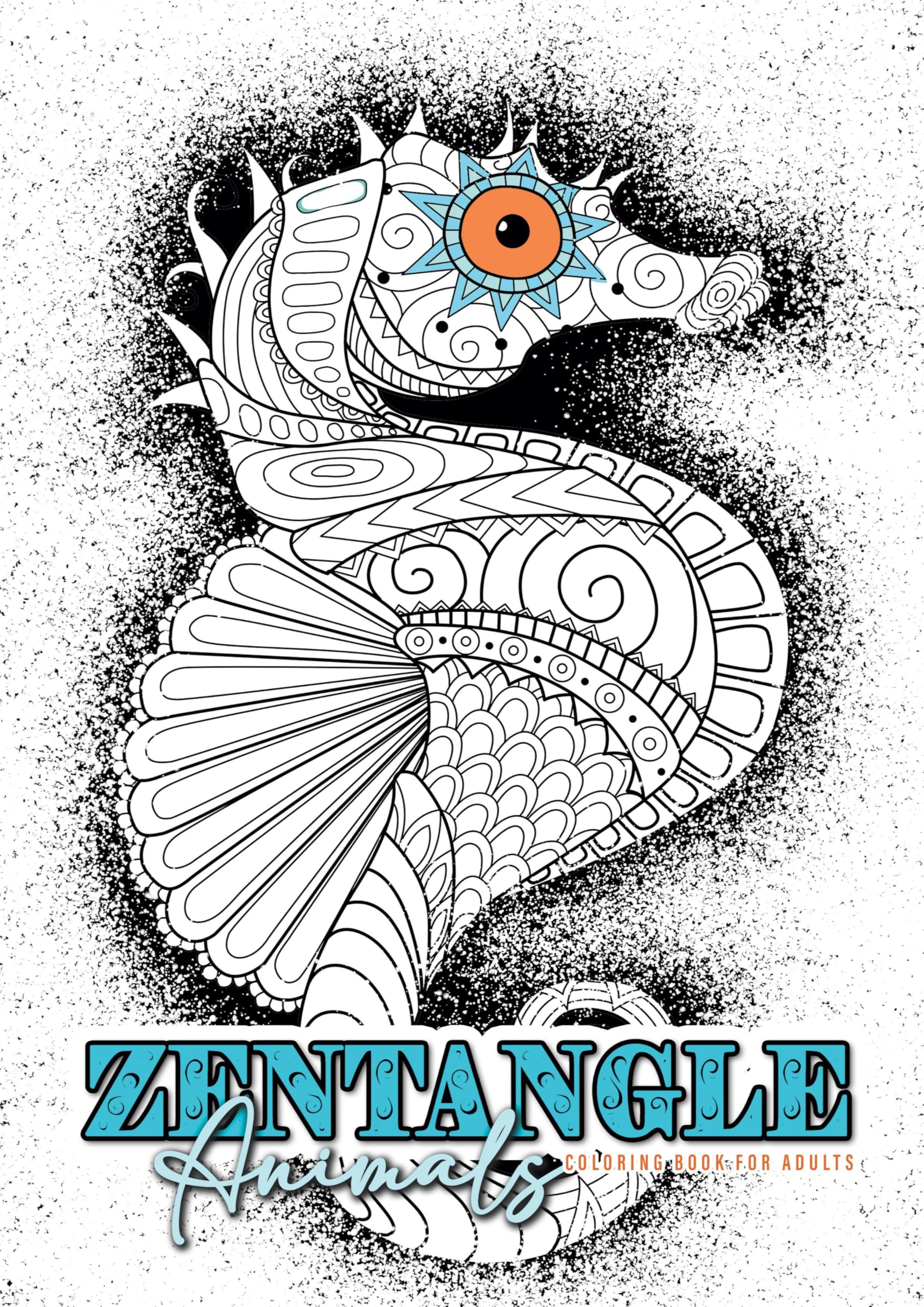 Zentangle Animals Coloring Book for Adults Film, Art & Culture