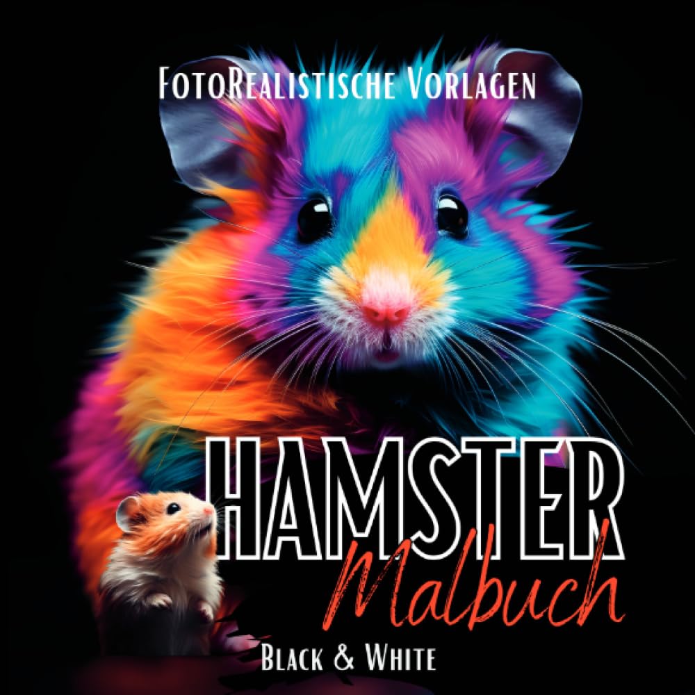 Malbuch Hamster „Fotorealistisch“.: Hamster Malbuch mit wunderschönen Vorlagen auf weißen & schwarzen Hintergründen. Hamstermalbuch. Schwarzes ... Schwarzes Malbuch. (Black Midnight- Animals) Film, Art & Culture