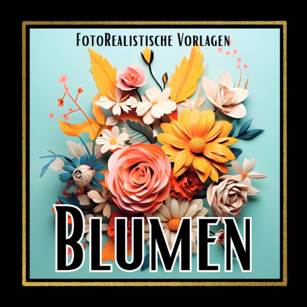Blumen 3D Malbuch „Black & White“: Das wunderschöne 3D Blumen Malbuch mit vielen tollen Motiven auf schwarzem und weißem Hintergrund. (Black Midnight) Film, Art & Culture