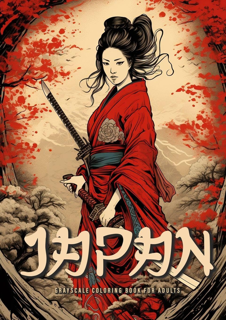 Japan Grayscale Coloring Book for Adults Film, Art & Culture