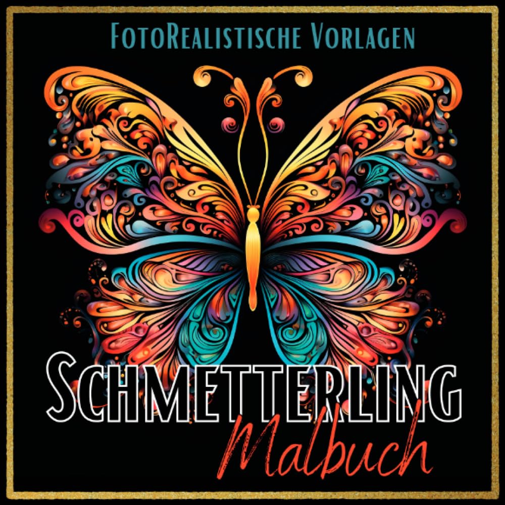 Malbuch Schmetterling „Fotorealistisch“.: Schmetterling Malbuch mit wunderschönen Vorlagen auf weißen & schwarzen Hintergründen. ... Schwarzes Malbuch. (Black Midnight- Animals) Manga
