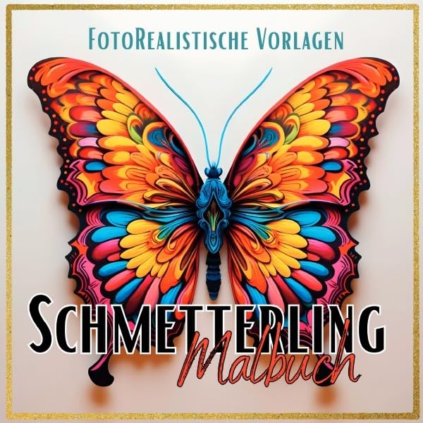 Black Midnight- Animals / Malbuch Schmetterling „Fotorealistisch“.: Schmetterling Malbuch mit wunderschönen Vorlagen auf weißen Hintergründen. Schmetterlingsmalbuch. Manga