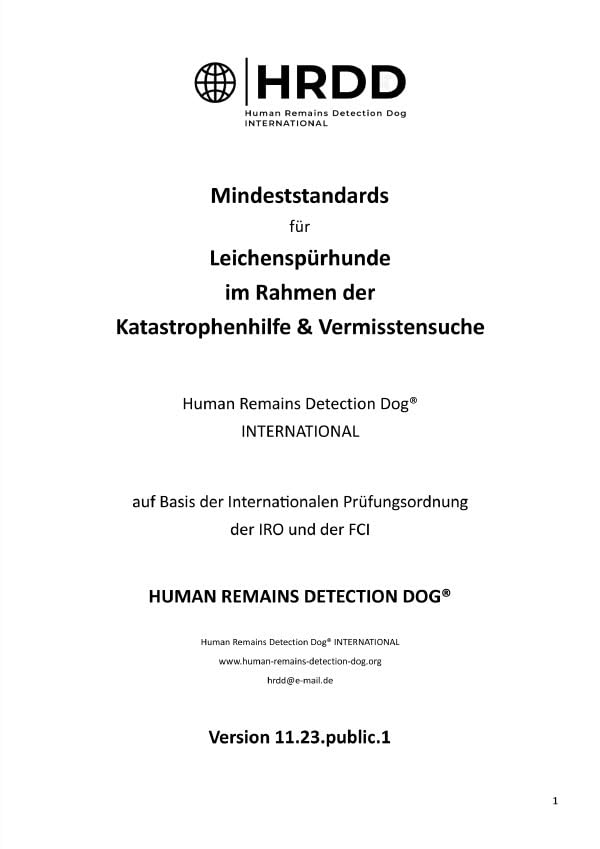 HRDD International: Mindeststandards in der zivilen Leichensuche Pets