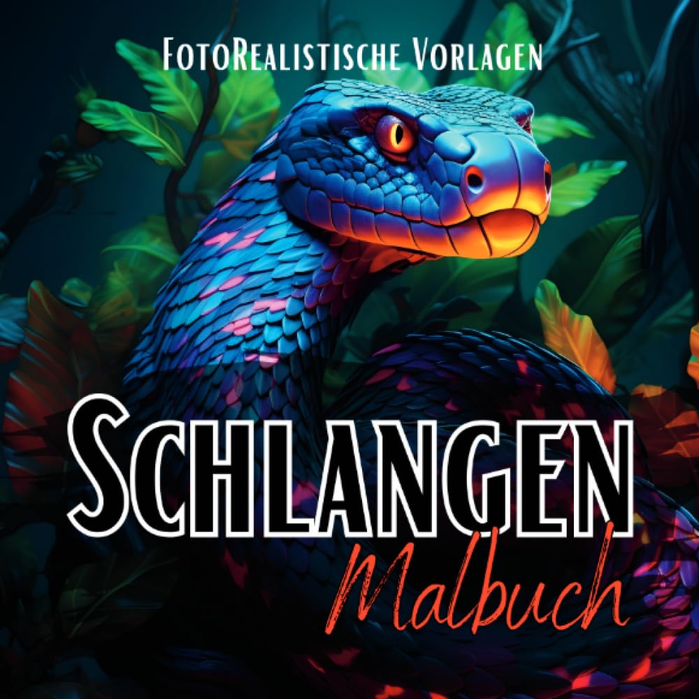 Malbuch Schlangen „Fotorealistisch“.: Schlangen Malbuch mit wunderschönen Vorlagen auf weißen & schwarzen Hintergründen. Schlangenmalbuch. Schwarzes ... Schwarzes Malbuch. (Black Midnight- Animals) Manga