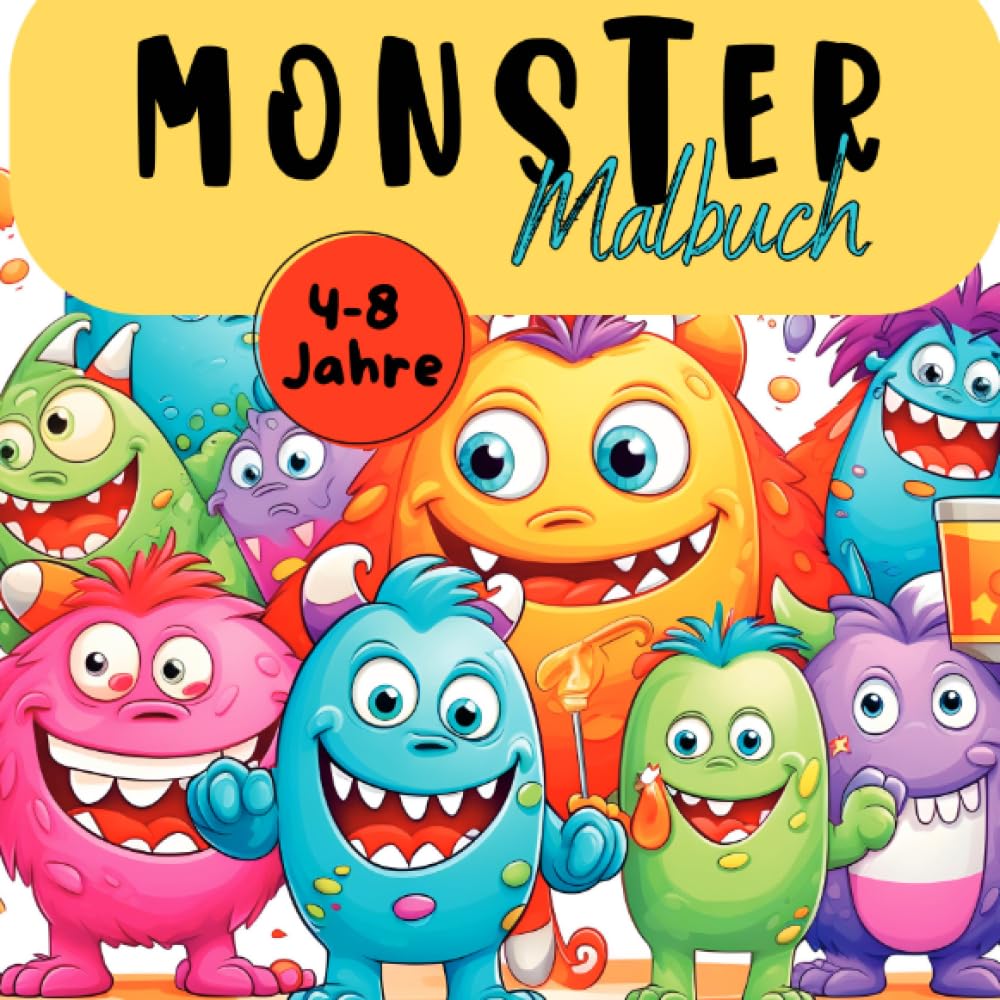 Monster Malbuch: Supersüßes Monstermalbuch mit wunderschönen Vorlagen im Cartoon Stil. Malbuch Monster. Niedliche Monster- Malbuch. Ab 4 Jahren. Manga