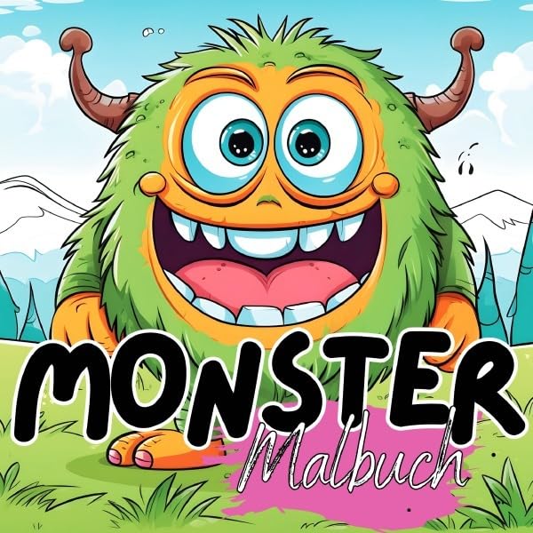 Malbuch Monster: Süßes Monster Malbuch mit wunderschönen Vorlagen im Cartoon Stil. Monstermalbuch. Monster- Malbuch. Ab 4 Jahren. Manga