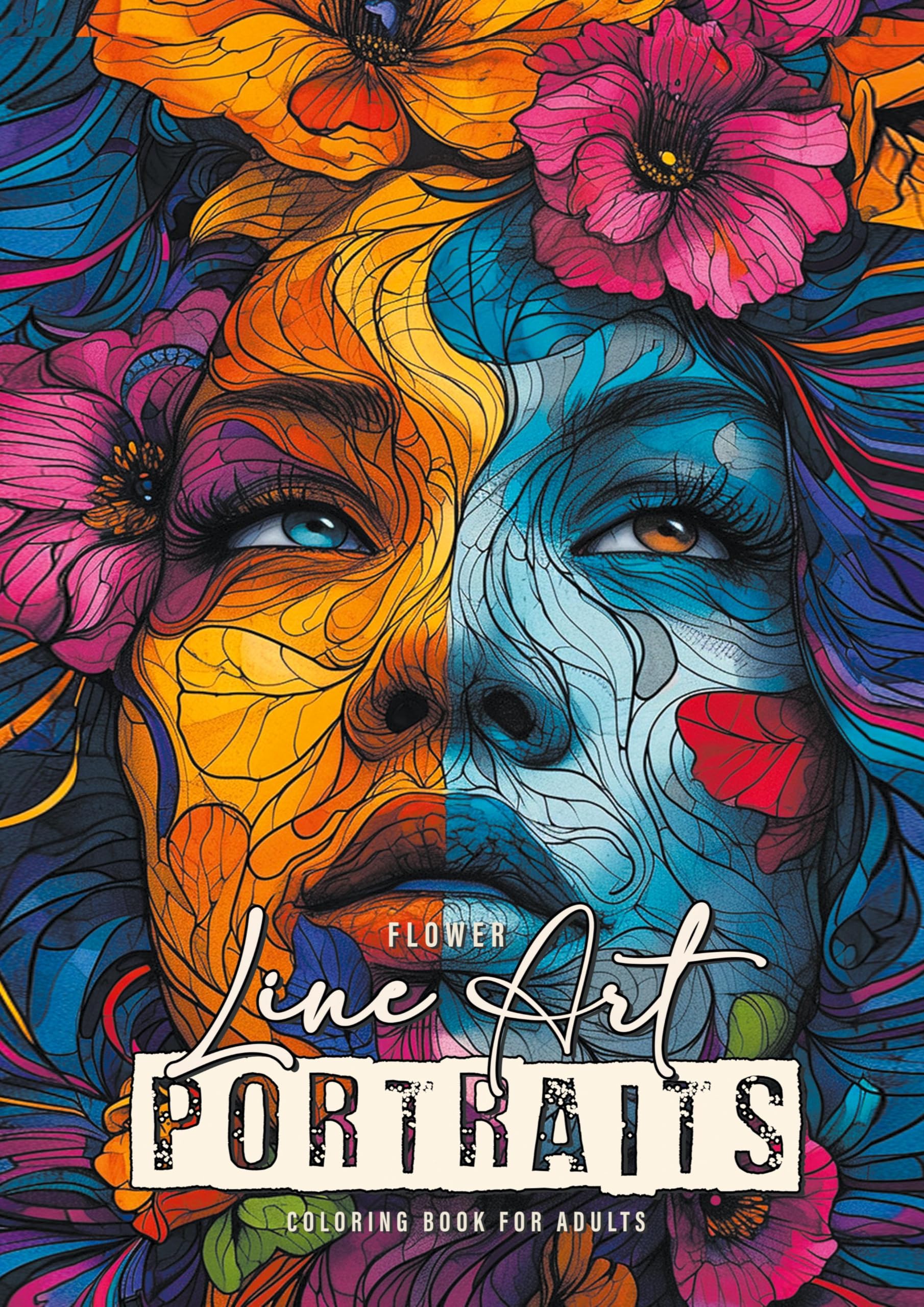 Flower Line Art Portraits Coloring Book for Adults Film, Art & Culture
