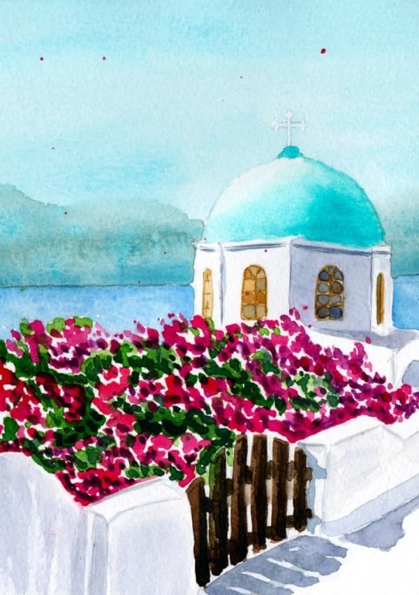 Notizheft "Santorini Dreams": Notizbuch mit dot grid Seiten Living & Furnishing