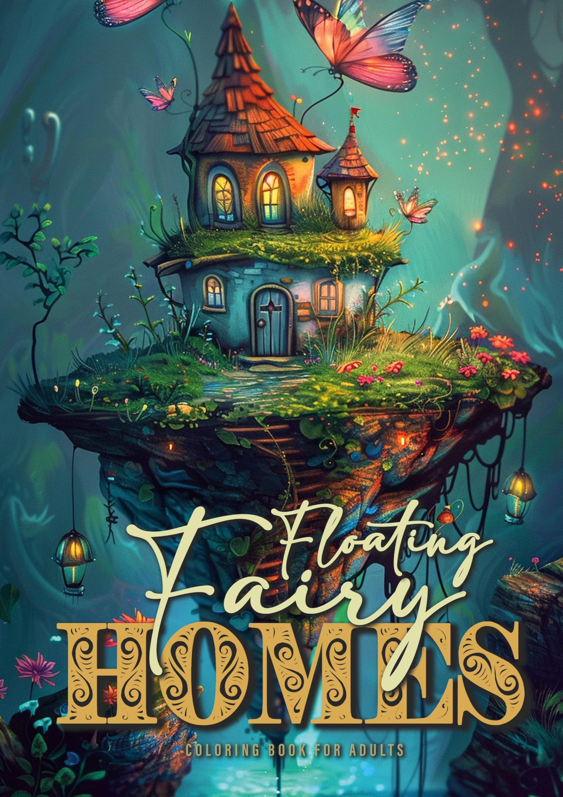 Floating Fairy Homes Coloring Book for Adults Manga