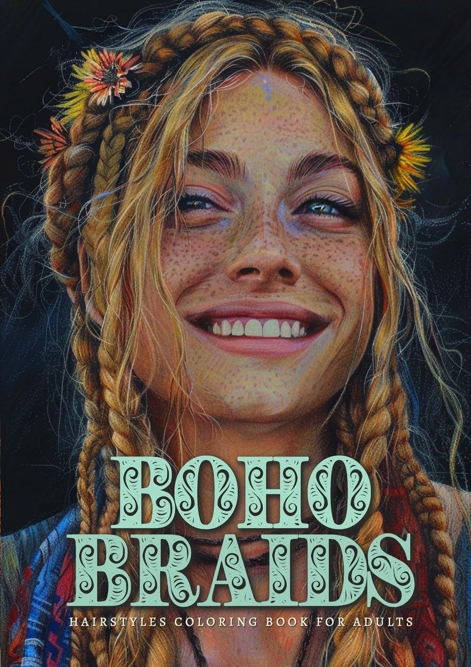 Boho Braids Hairstyles Coloring Book for Adults Film, Art & Culture