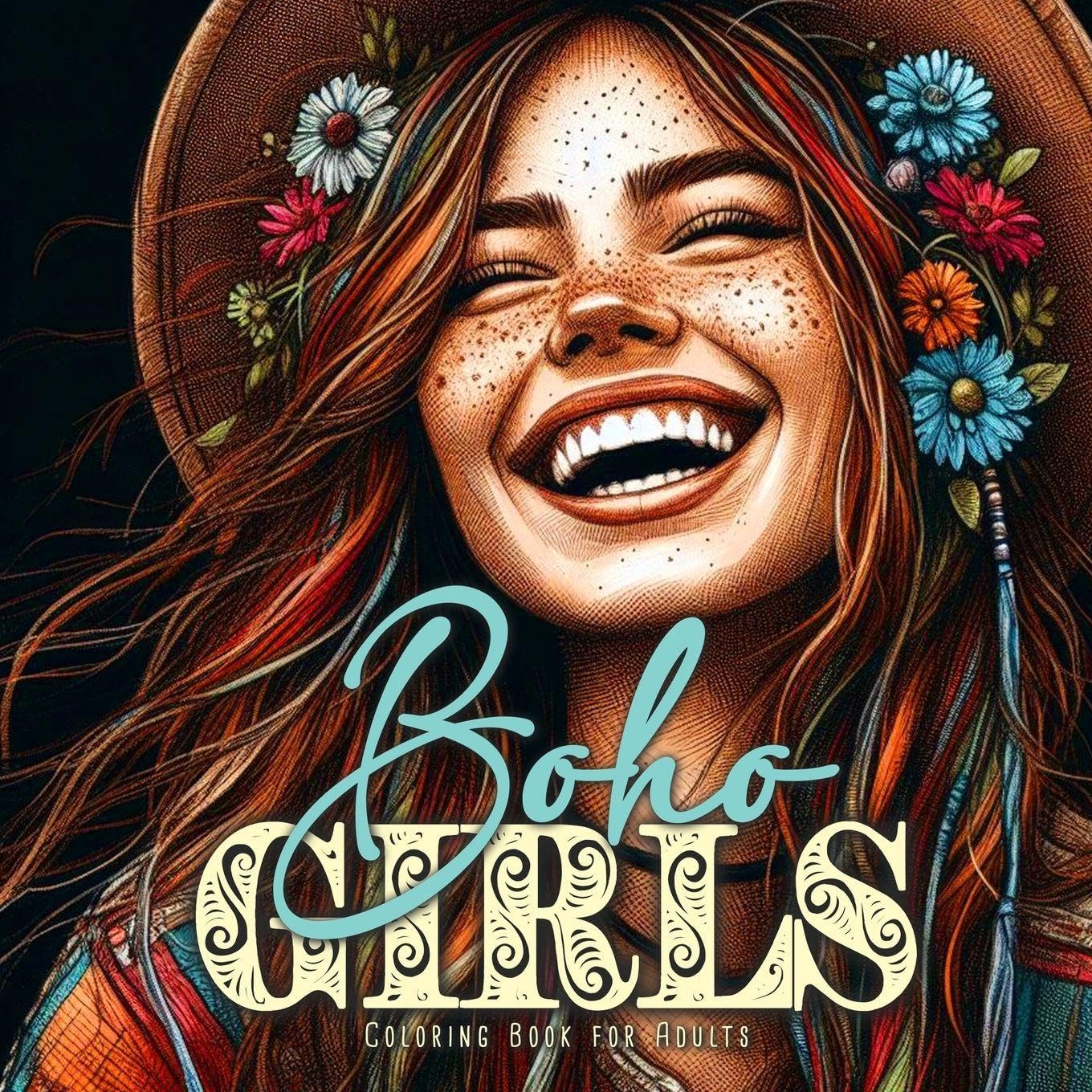 Boho Girls Coloring Book for Adults Film, Art & Culture
