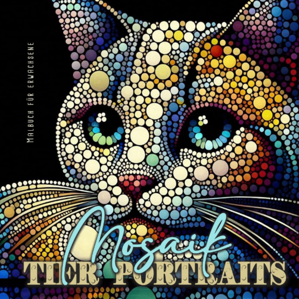 Mosaik Tier Portraits Malbuch für Erwachsene: Mosaik Malbuch für Erwachsene | Tiere Malbuch Dot Painting | Ausmalbuch Punkte Malbuch Haustiere Education & Training