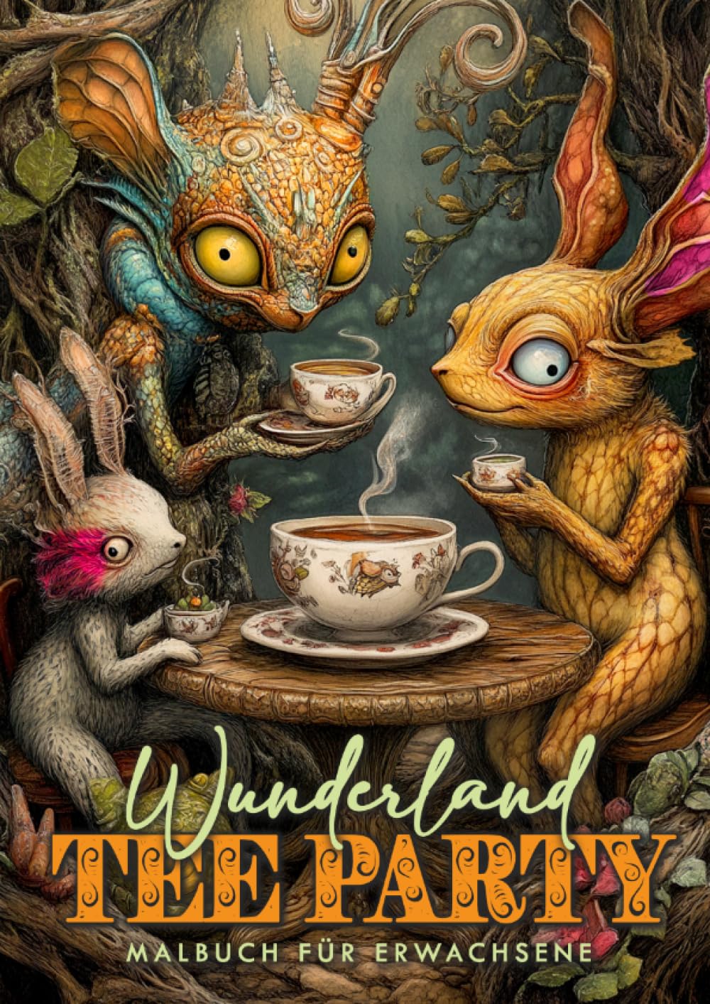 Wunderland Tee Party Malbuch für Erwachsene: Wunderland Malbuch für Erwachsene | Magische Kreaturen Malbuch Erwachsene | Magie Malblock Hobbies & Crafts
