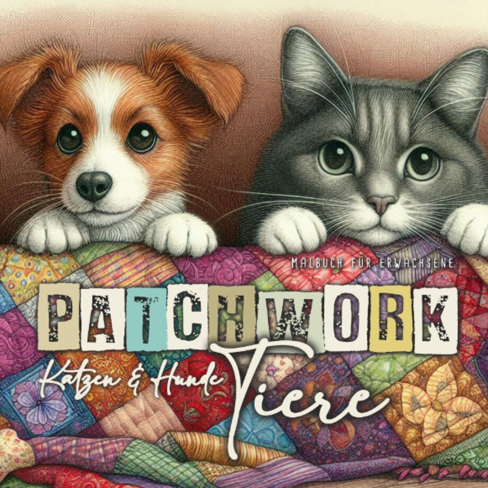 Patchwork Tiere Hunde und Ktzen Malbuch für Erwachsene: Patchwork Malbuch für Erwachsene | Hunde Malbuch Katzen Ausmalbuch | Muster Graustufen Malbuch | Katzen Malblock Hunde Hobbies & Crafts