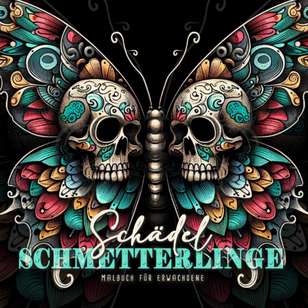 Schädel Schmetterlinge Malbuch für Erwachsene: Schmetterling Malbuch für Erwachsene | Halloween Malblock Zuckerschädel Schmetterling | Halloween Ausmalbuch Erwachsene | Mandala Schmetterlinge Hobbies & Crafts