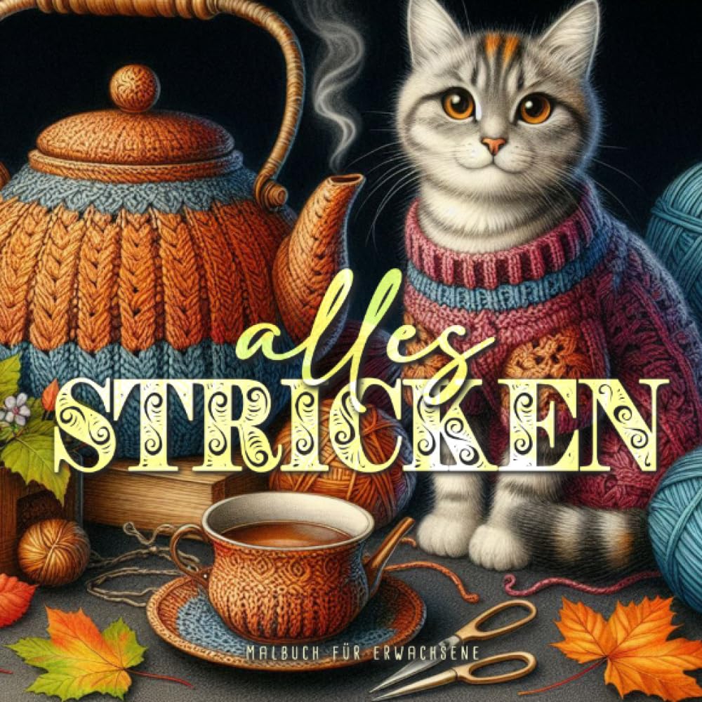 Alles stricken Malbuch für Erwachsene: Graustufen Malbuch für Erwachsene | Stricken Malblock Erwachsene | gestricktes für Hund, Katze, Enkel, Briefkasten uvm Hobbies & Crafts