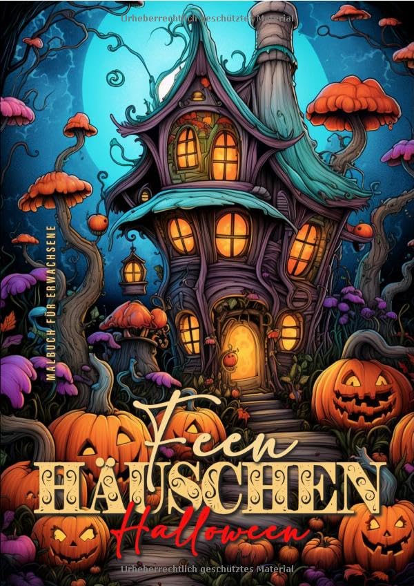 Feen Häuschen Halloween Malbuch für Erwachsene: Fantasy Halloween Malbuch für Erwachsene | Feen Häuser Malbuch Erwachsene | zauberhafte kleine Feen Häuschen mit Halloween Deko Hobbies & Crafts