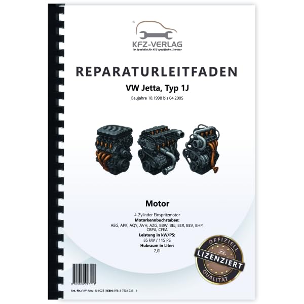 VW Jetta Typ 1J 1998-2005 4-Zyl. Benzinmotor 2,0l 115 PS Reparaturanleitung Buch Werkstatthandbuch Reparaturhandbuch Reparaturleitfaden KFZ-Verlag Business & Technology