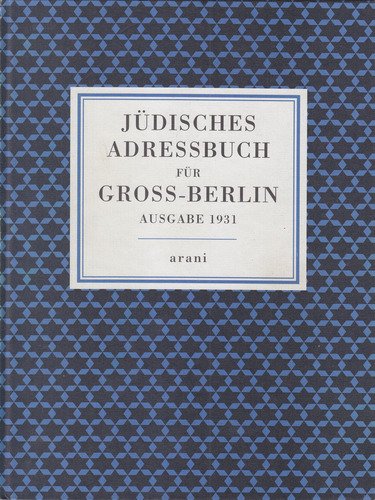Jüdisches Adreßbuch für Groß- Berlin 1931 Books