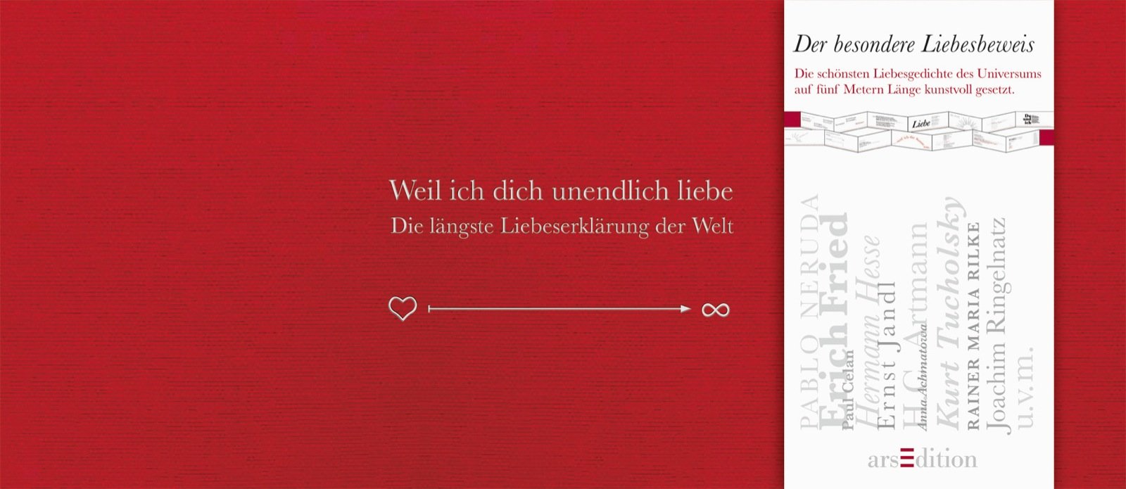 Weil ich dich unendlich liebe: Die längste Liebeserklärung der Welt: Die längste Liebeserklärung der Welt. Der besondere Liebesbeweis. Die schönsten ... auf fünf Meter Länge kunstvoll gesetzt Lifestyle