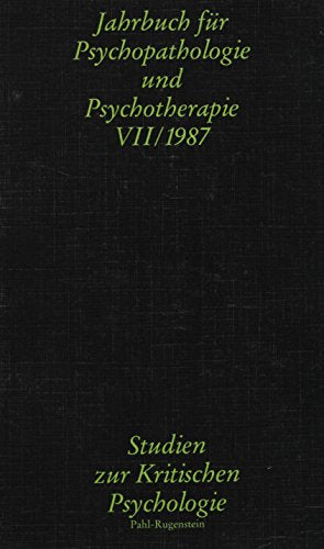 Jahrbuch für Psychopathologie und Psychotherapie VII/87 Books