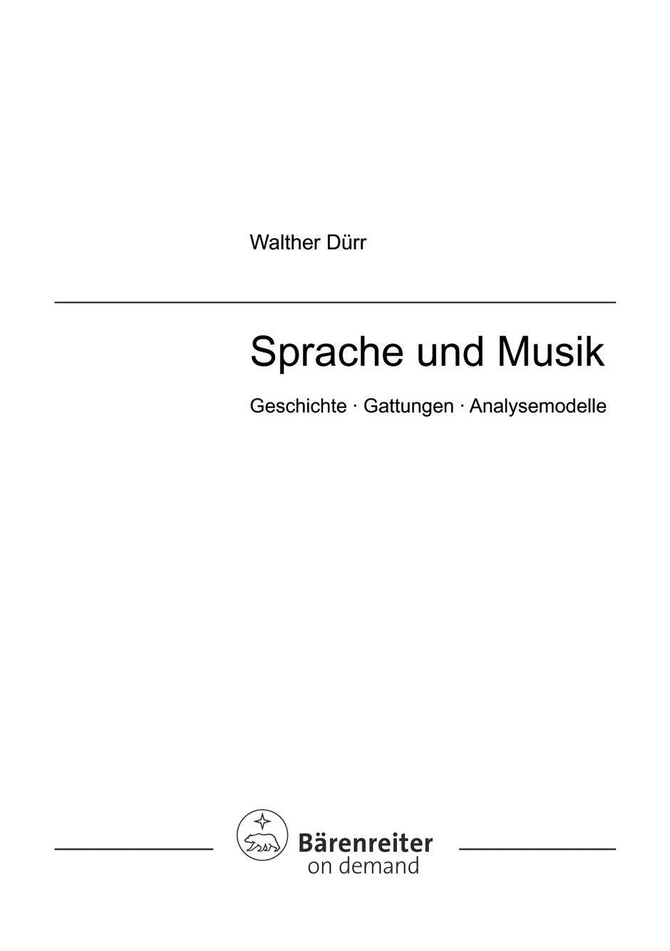 Sprache und Musik: Geschichte - Gattungen - Analysemodelle (Bärenreiter Studienbücher Musik) Sheet Music